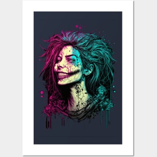 Cyberpunk Girl Smile Posters and Art